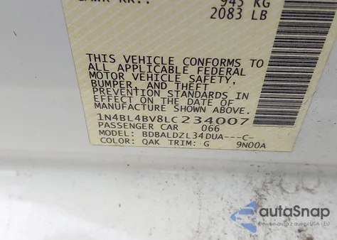 2020 Nissan Altima S Fwd from USA, damaged, VIN 1N4BL4BV8LC234007